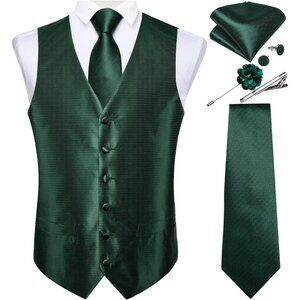 Mens Vest and Tie Set - Emerald Green